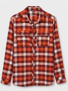 ALL IN MOTION Plaid Button Up Front Shirt, Men’s M, Red White Maroon